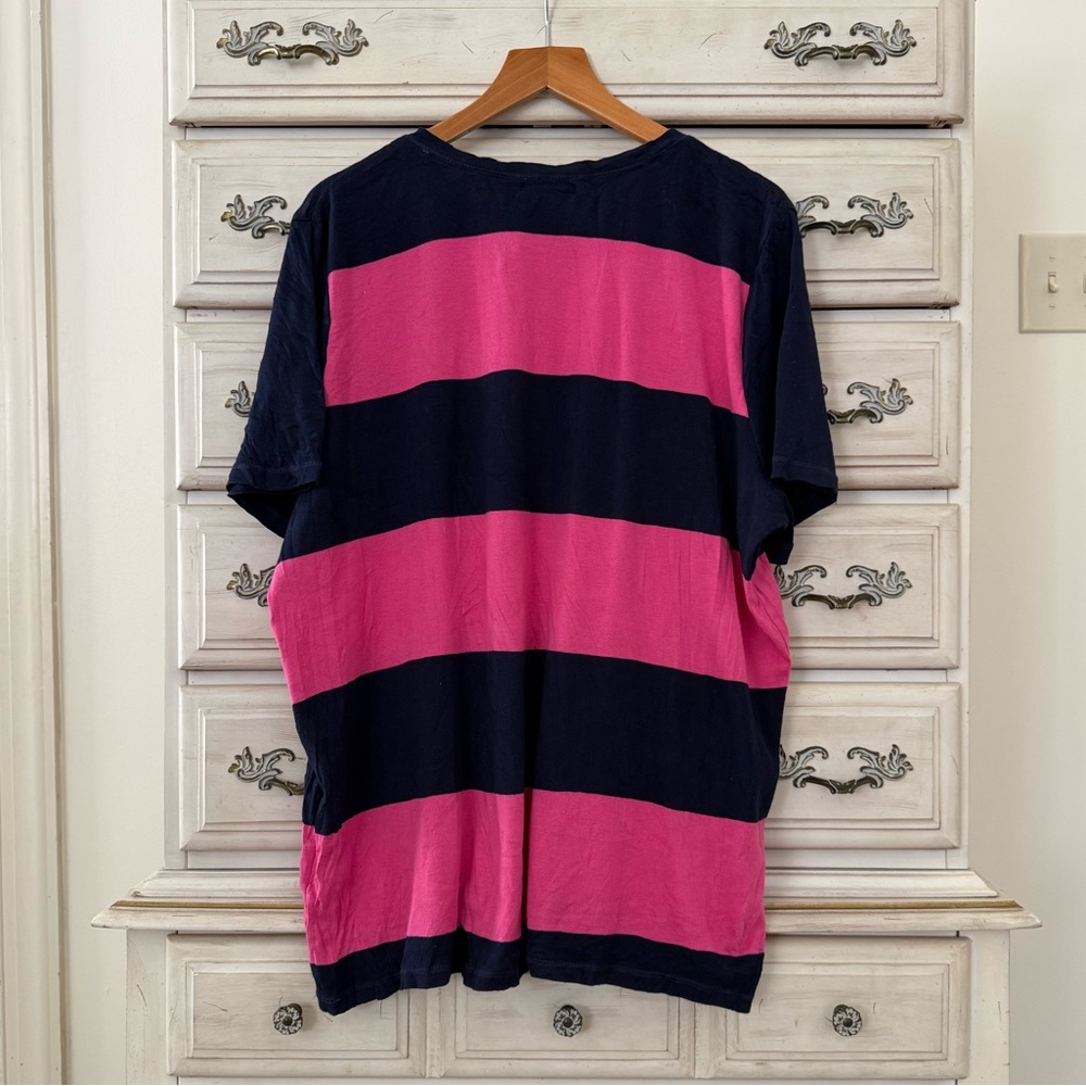 Ralph Lauren Pink Navy Preppy Cotton Top - Picture 2 of 3
